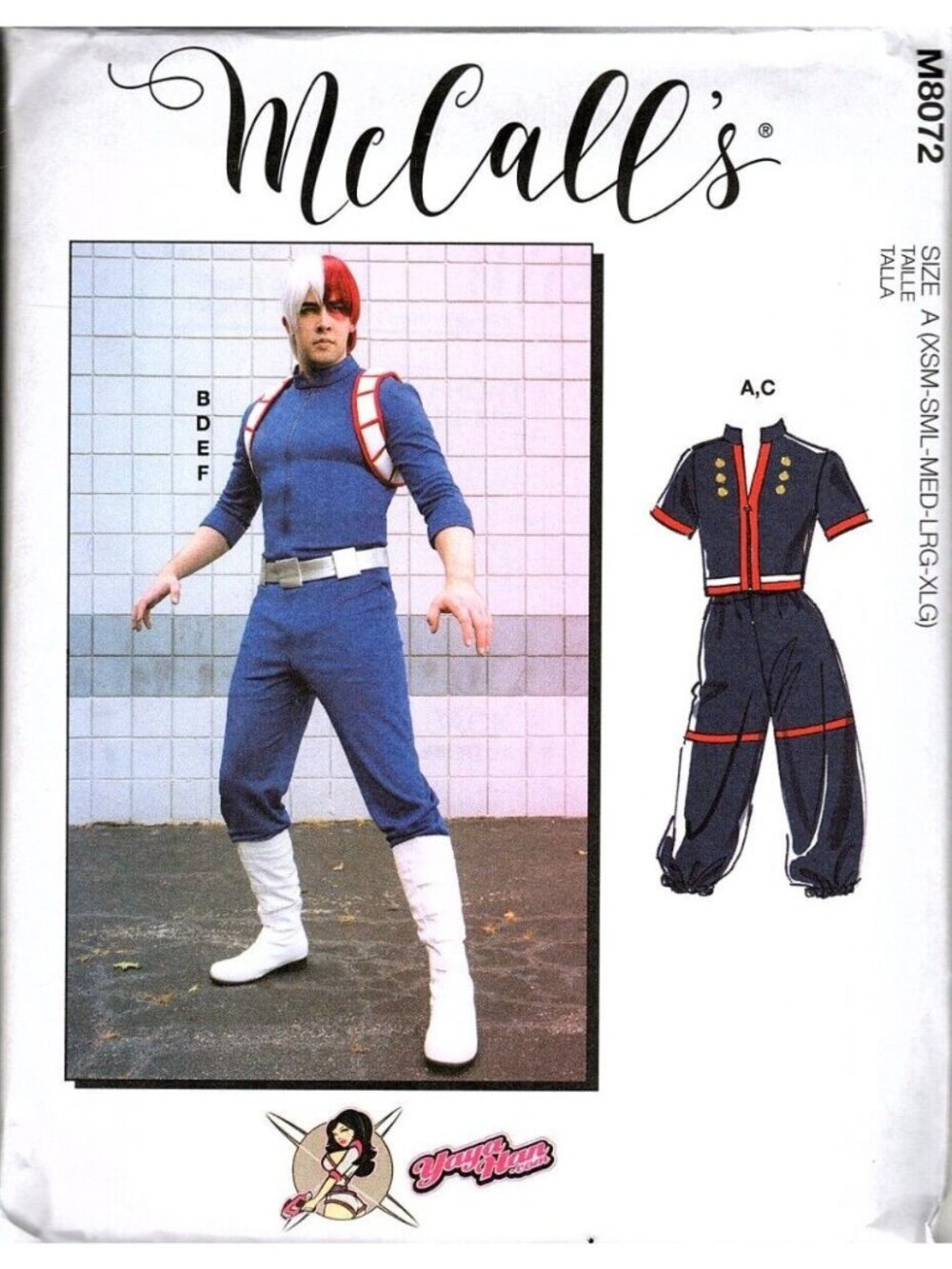 McCalls M8072 Adult Unisex S to XL Anime Costumes Sewing Patterns